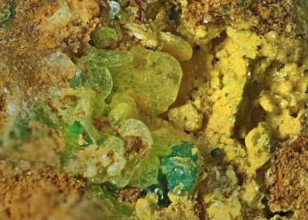 Autunite Torbernite Phosphuranylite  - Chaméane - Le Vernet - Puy-de-Dôme