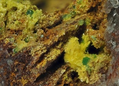 Phosphuranylite  Uranophane Torbernite - Chaméane - Le Vernet - Puy-de-Dôme